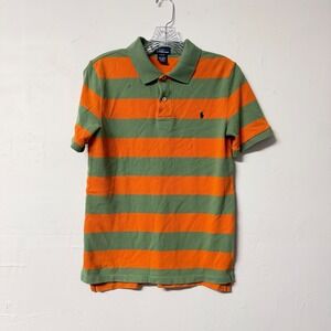 Polo by Ralph Lauren Boys Striped Short Sleeve Green‎ Orange Size L 14-16